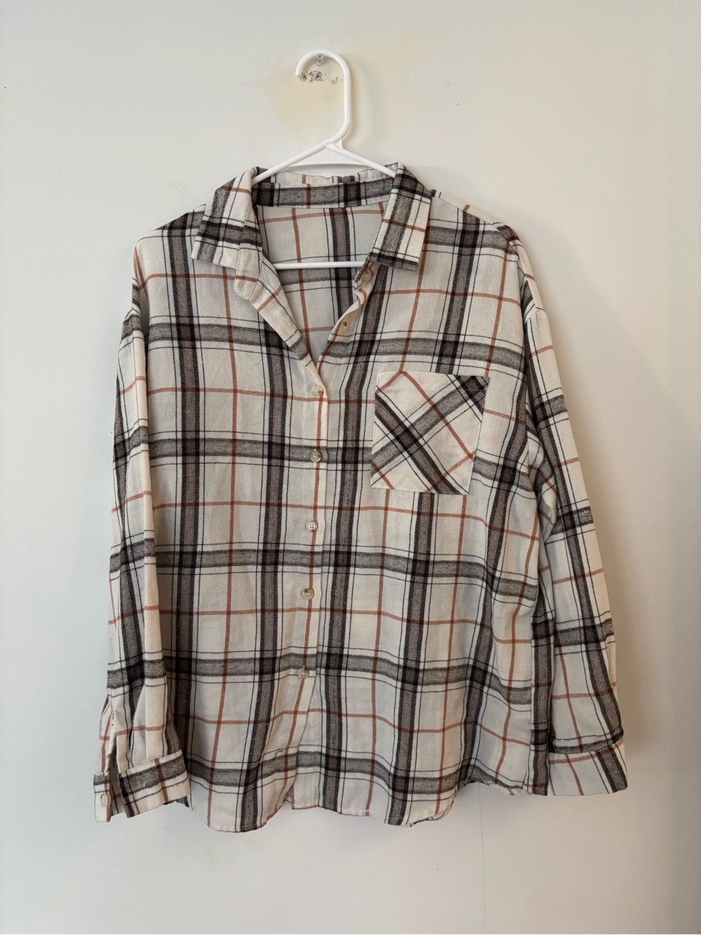 vintage 90s nancy meyers autumn fall plaid flannel long sleeve blouse top 🍂